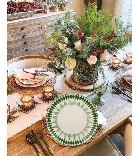 Conjunto Com 18 Pratos Natal Oxford
