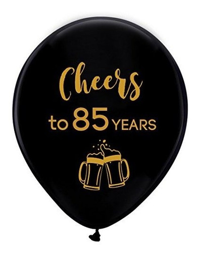 Black Cheers To 85 Years Globos De Látex, 12 Pulgadas (16 Pi