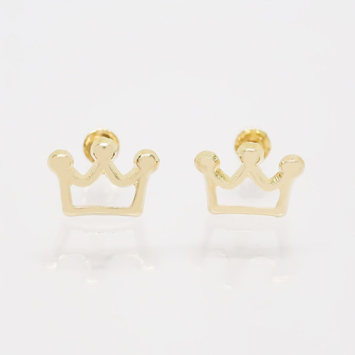 Amor Eterno - Broqueles Aretes / Corona Silueta / Oro 10k