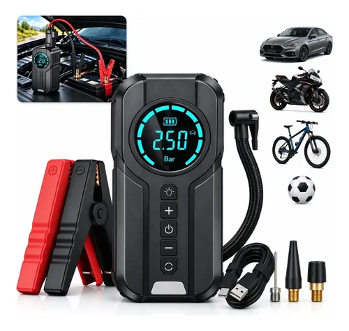 Auxiliar de Partida E Compressor De Ar Portátil 4 Em 1 Power Bank La