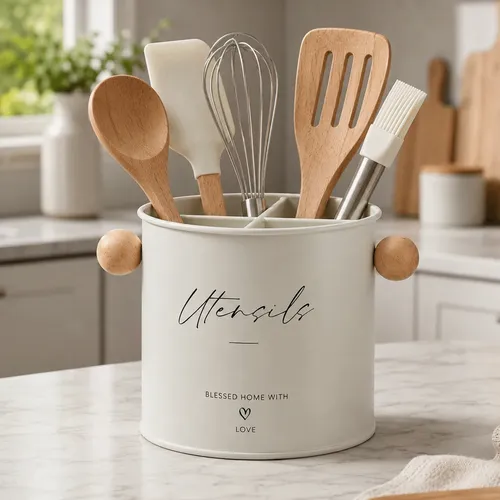 Porta Utensílios Cozinha Talheres Suporte Organizador Home Branco