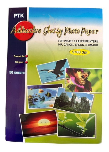 Papel Sticker Adhesivo Brillante Autoadhesivo X 50 Hojas