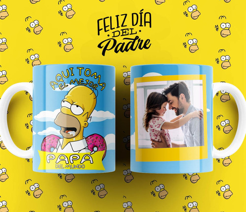 Taza Simpsons Día Del Padre/abuelo Con Foto Y Frase Ceramica