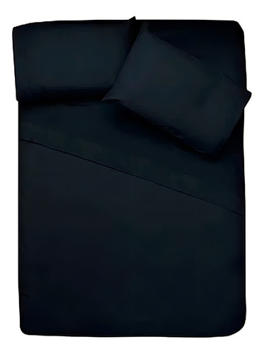Juego De Sabanas Individual Ultrasoft Microfibra Negro Diseño De La Tela Liso