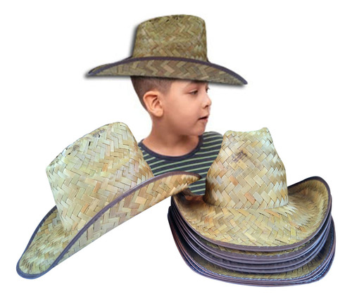 16 Sombreros De Palma Tipo Vaquero Niño Infantil 8 A 11 Años