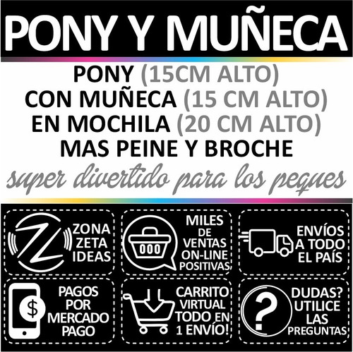 Imagen 2 de 2 de Muñeca Con Pony Mochila Y Accesorios