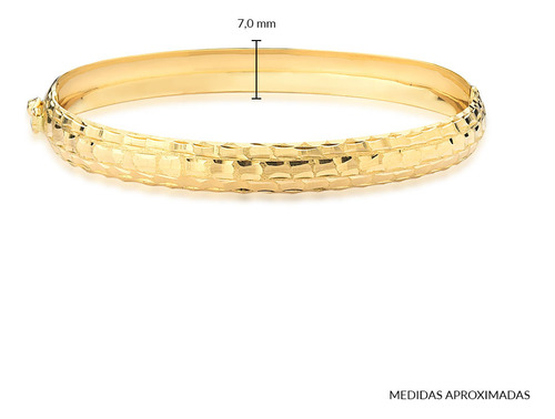 Bracelete Trabalhado De Aro Abaulado De 7.0mm Em Ouro 18k 18