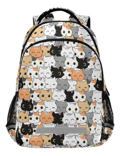 Mochila Gato Para Mujer Hombr Niño Ligera Viaje Escolar Raya