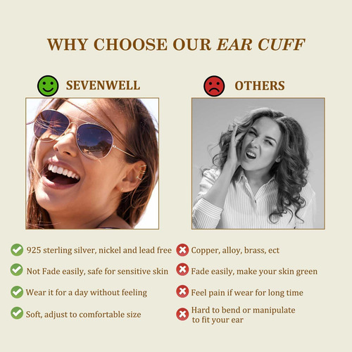 Sevenwell Pendientes De Oro De 14 Quilates Para Mujer, Sin P