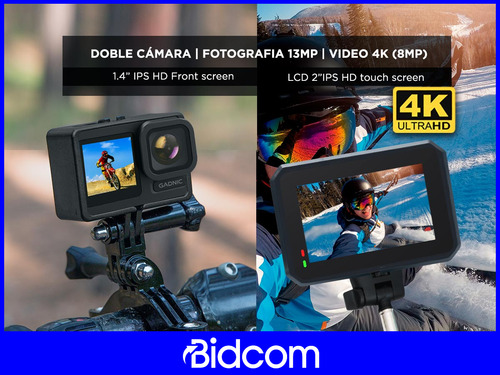 Imagen 5 de 10 de Camara Deportiva 4k Doble Pantalla Gadnic Wifi Sumergible