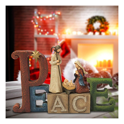 Navidad Natividad Escena Set Figuras Resina 24,5x16x5,2 Cm