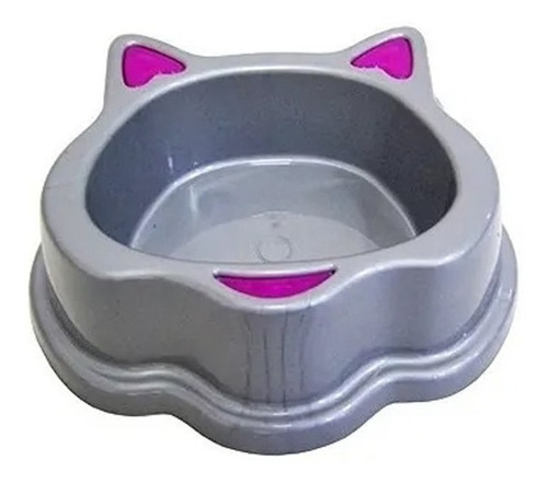 Comedouro Bebedouro De Plástico Gatinho Rosa 120ml 13cm