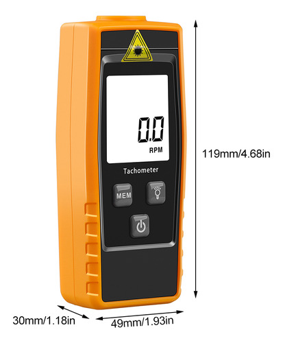 Tacómetro Digital Sin Contacto Rz853 2.5-99999 Rpm Para S