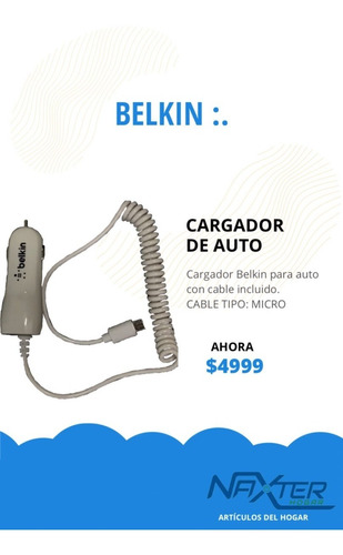 Cargador Universal Para Automóvil Belkin Con Cable Micro Usb