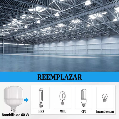 2pk Led Foco 60w Industrial E26 E27Rosca Bulbo Blanco Frio