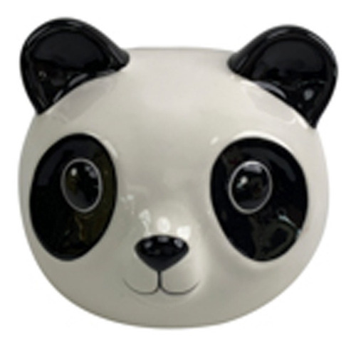 Imagem 1 de 1 de Cofre Ceramica Panda Pandinha Branco E Preto 11,6 Cm