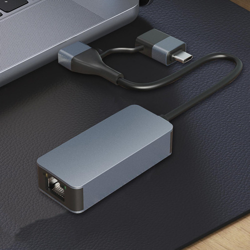 Adaptador Usb C Para Ethernet 2 Em 1 Conversor De Rede