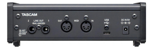Interfaz de audio en color gris oscuro de alta resolución Tascam US-2X2HR Midi USB