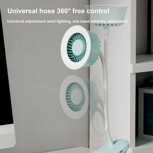 E Mini Fan Lamp, Lámpara De Pared Portátil Silenciosa, 2 En