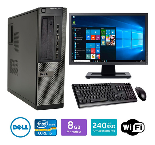 Computador Barato Dell Optiplex Int I5 8gb Ssd240 Mon17w