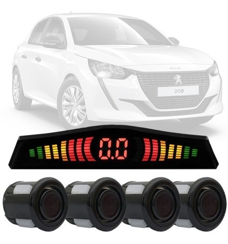 Sensor De Ré Estacionamento Preto 4 Pontos Peugeot 208