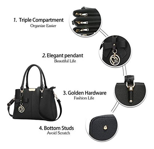Kkxiu 3 Compartimentos Con Cremallera Monederos Y Bolsos Asa