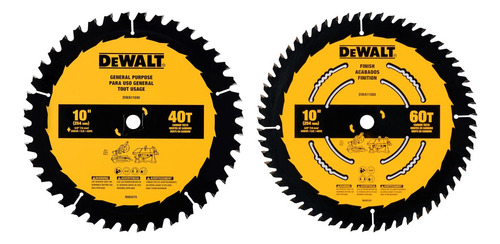 2 Hojas De Sierra Circulares 10'' Dewalt De 60 Y 40 Dientes