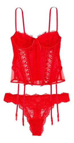C^ Conjunto Corset Pantie Encaje Sensual Victoria's Secret
