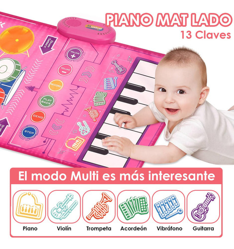 Alfombrilla De Musicales De Piano Para Niños, 2-in-1 Tapete
