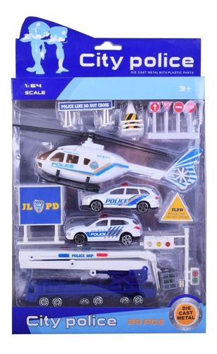 Vehículos De Metal City Police X20 Piezas Escala 1:64