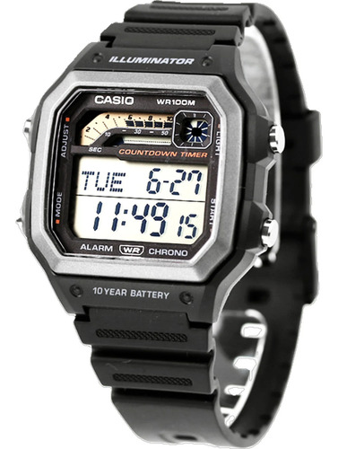 Relógio Casio Masculino Standard Ws-1600h-1avdf Cor da correia Preto Cor do bisel Cinza Cor do fundo Cinza