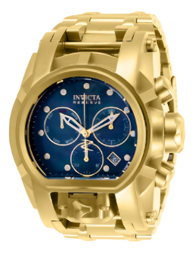 Reloj pulsera Invicta 26706 con correa de acero inoxidable color dorado - fondo azul