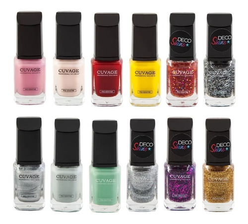 Kit X12 Esmaltes De Uñas Clasicos Cuvage 11ml 