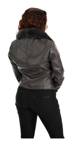 Imagen 3 de 3 de Campera Mujer Corta Elegante Ecocuero Piel Santellon 15552