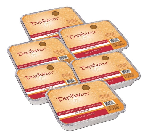 Kit Depilação 6 Ceras Barra Natural (mel) 1 Kg Depilwax