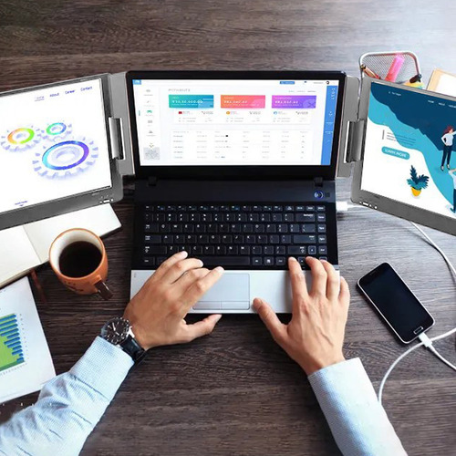 Extensor De Monitor Portátil De 14 Pulgadas, Triple Portátil