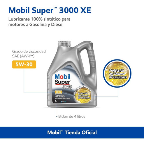 Imagen 2 de 6 de Mobil Super 3000 Xe 5w-30, 4lt