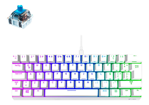 Teclado Mecánico Gamer Vsg Mintaka Blanco Switch Azul