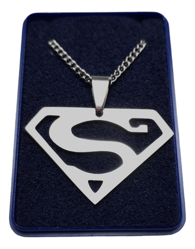 Dije Logo Superman Calado C/ Cadena Todo Acero Quirurg