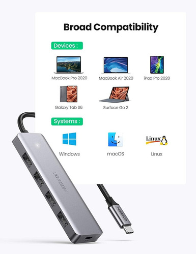 Imagen 2 de 9 de Hub Usb-c - 4 Port Usb 3.0 - Pc / Mac - Excelente Calidad