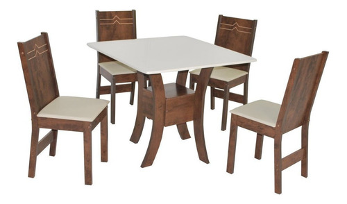 Conjunto Mesa Quadrada Amanda Com 4 Cadeiras Elane Giwt