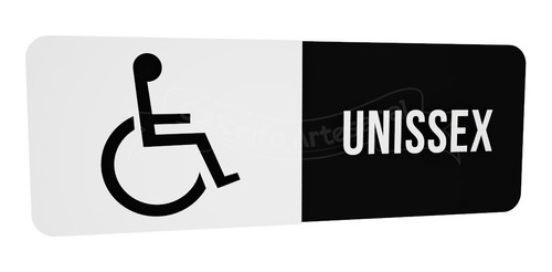 Placa Indicativa Preta Banheiro Deficiente Unisex Restaurant
