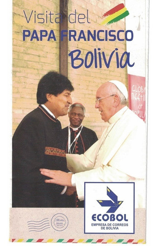 Bolívia 2015 Selo + Edital Visita Papa Francisco À Bolívia