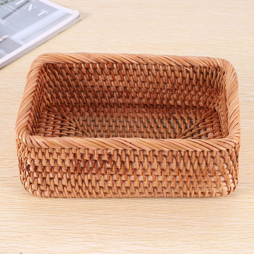 Cesta Rectangular De Mimbre De Ratán Tejida A Mano, De N3, P