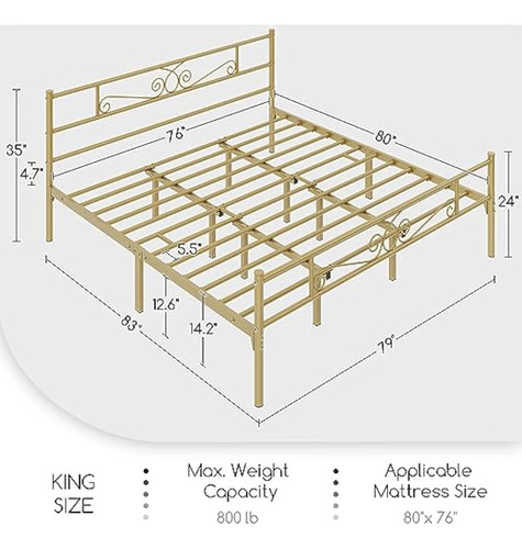 Bed Frame King Size Yaheetech Dorada
