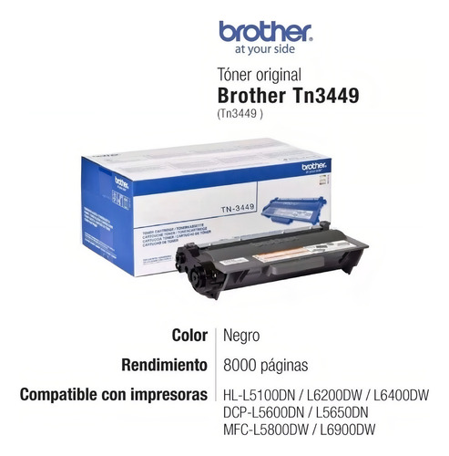 Toner Brother Tn-3449 5100 6200 6400 5800 5900 6700 6900 Tinta Negro