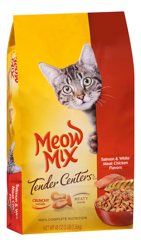 Meow Mix Centros Tiernos, 3 Libras, Salmon Y Pollo