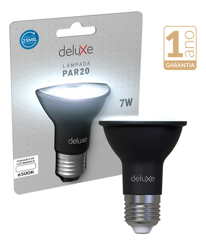 Lampada Led Par20 7w 6500k Branco Frio E27 127/220v Ip65 Preto Cod: 350091370 Deluxe By Avant