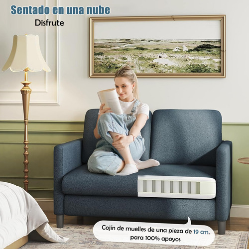 Sofá Pequeño Sala Sillón Minimalista Tapizado Con 2 Personas