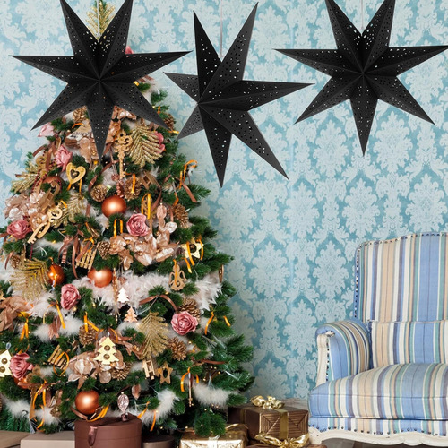 Linterna De Papel 3d Con Estrella Negra De 50 Cm